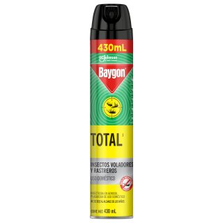 Baygon Total Insecticida en Aerosol para Uso Doméstico, contra Insectos Voladores y Rastreros, Mata los Mosquitos del Dengue, 430ml