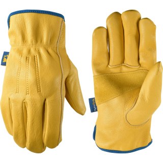 Guantes de trabajo de cuero HydraHyde Slip-On resistentes al agua, tamaño grande (Wells Lamont 1168L), color marrón