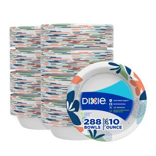 Dixie Everyday Paper Bowls, 10 Ounces, 324 Count (9 Packs of 36 Bowls); Designs May Vary