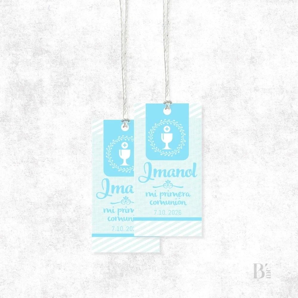 Tags rectangulares de Comunión Caliz