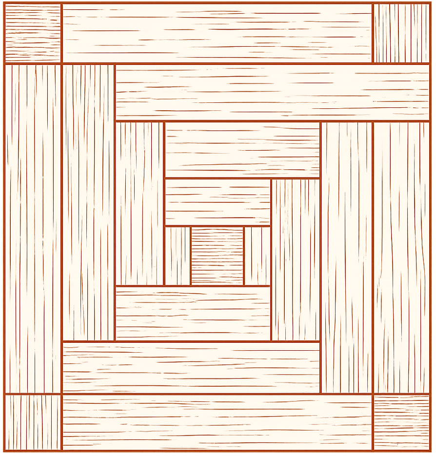 Terra cotta and ivory log cabin quilt block