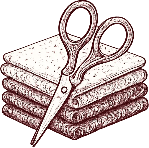 Scissors beside neatly folded fabric