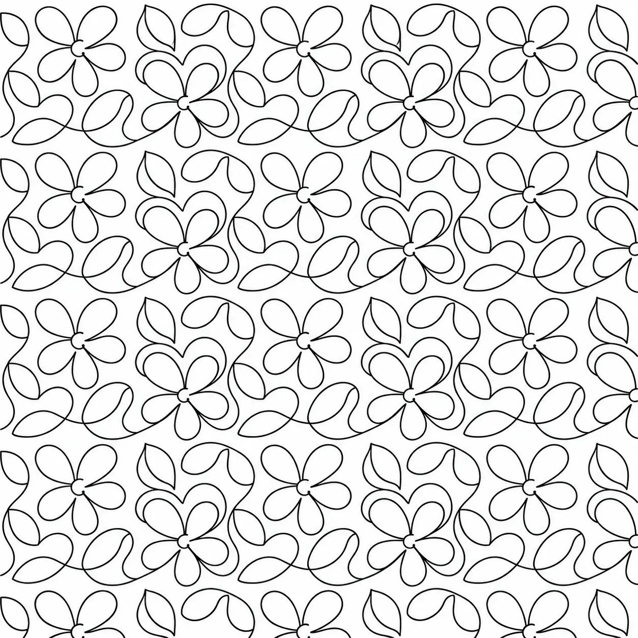 Full repeat of the Daisies edge-to-edge quilting pattern