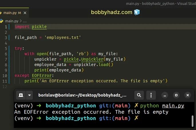 Pickle Eoferror Ran Out Of Input In Python Solved Bobbyhadz - Premium Vintage Art Gallery - Full HD