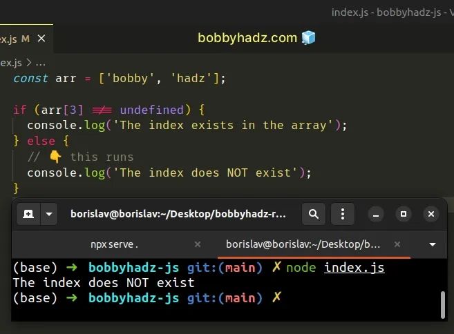 How To Check If An Array Index Exists In Javascript Bobbyhadz - Colorful Arts - Elegant Mobile Collection