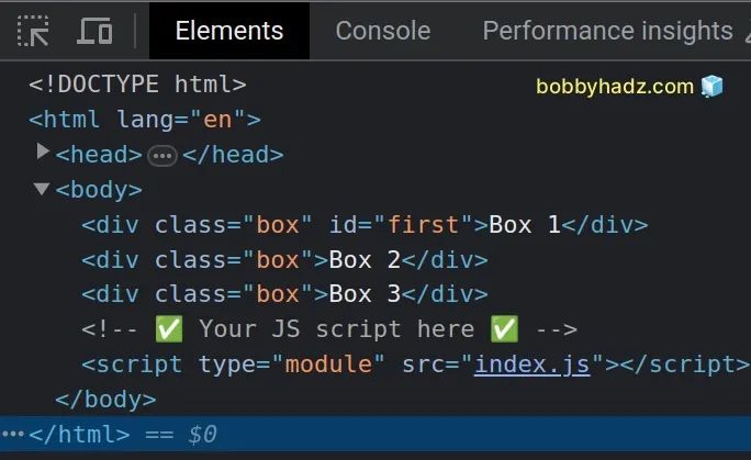 TypeError: setAttribute is not a function in JavaScript | bobbyhadz