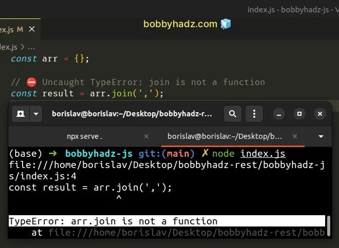 Typeerror Join Is Not A Function In Javascript Solved Bobbyhadz - Minimal Design Collection - HD Quality