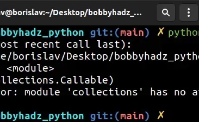 Module Collections Has No Attribute 'MutableMapping' [Fixed] | Bobbyhadz