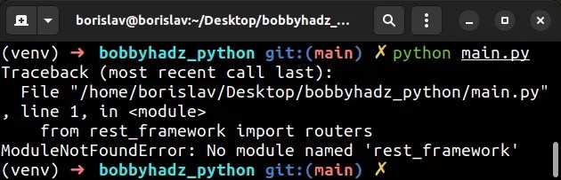 Modulenotfounderror: no module named 'rest_framework'