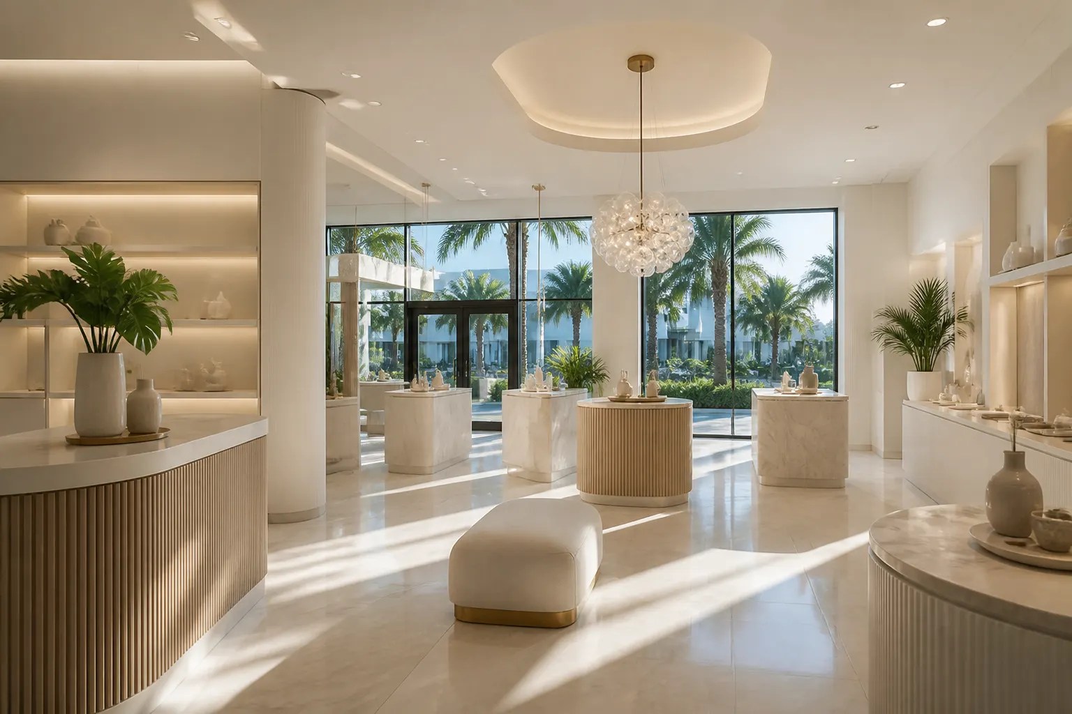 Completed high-end commercial office remodeling with reception and collaborative workspace