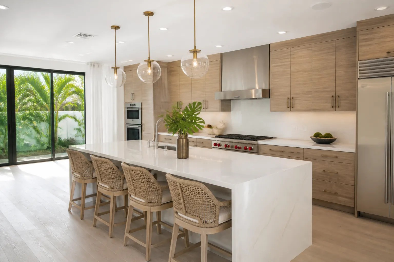 Original luxury kitchen remodeling with stone island and custom cabinetry