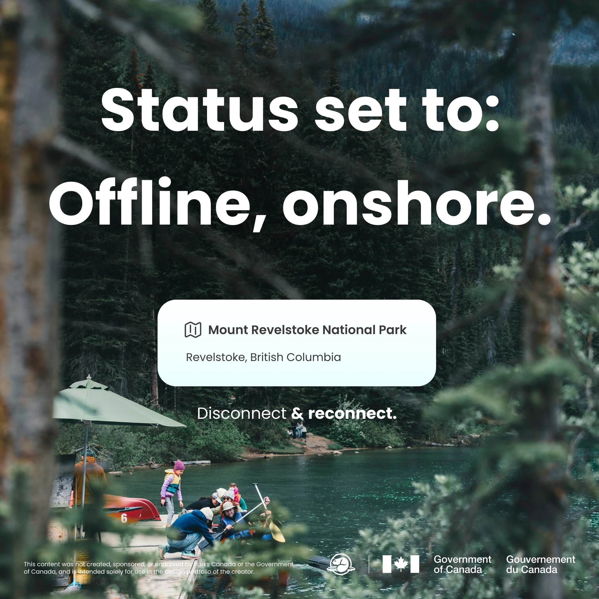 A speculative Parks Canada ad in square format, intended for social media.
