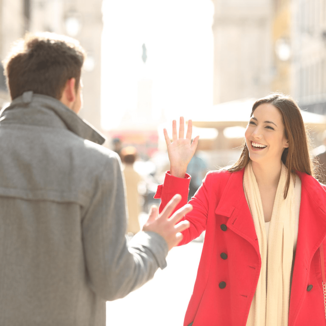 Waving as a greeting