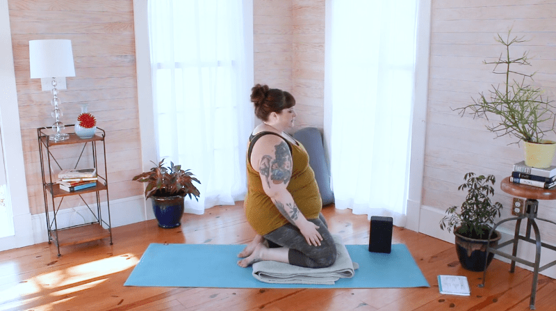 Hero pose (virasana) modifications and prop variations