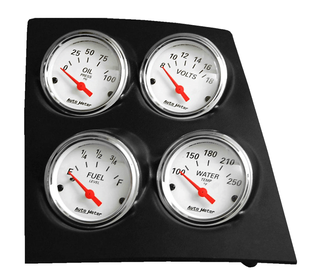 68-69 Camaro / Firebird 1968-1974 Nova 4 Gauge Console Insert w/ Auto Meter Street Rod Series Gauges