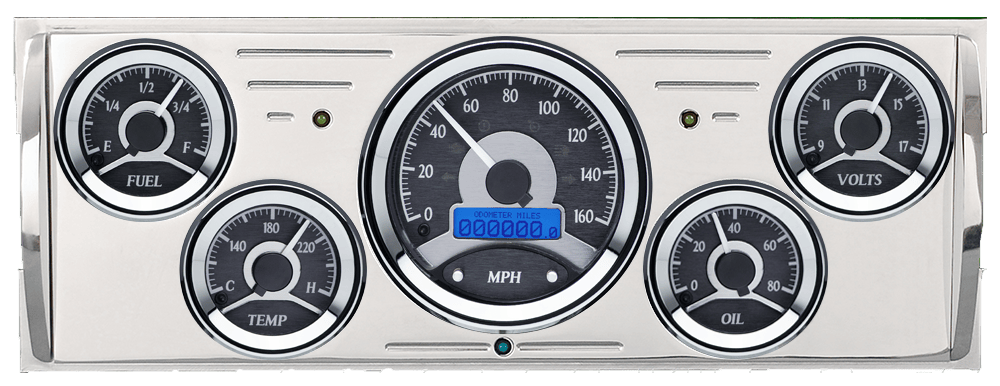 1940-1946 Chevy Truck Billet Aluminum Gauge Panel w/ Dakota Digital VHX Black Alloy Gauges