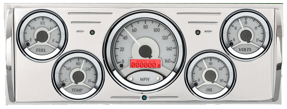 1940-1946 Chevy Truck Billet Aluminum Gauge Panel w/ Dakota Digital VHX Silver Alloy Gauges