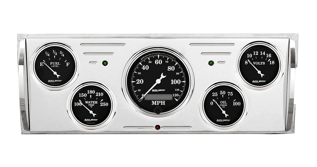 1940-1946 Chevy Truck Billet Aluminum Gauge Panel w/ Auto Meter Street Rod series gauges
