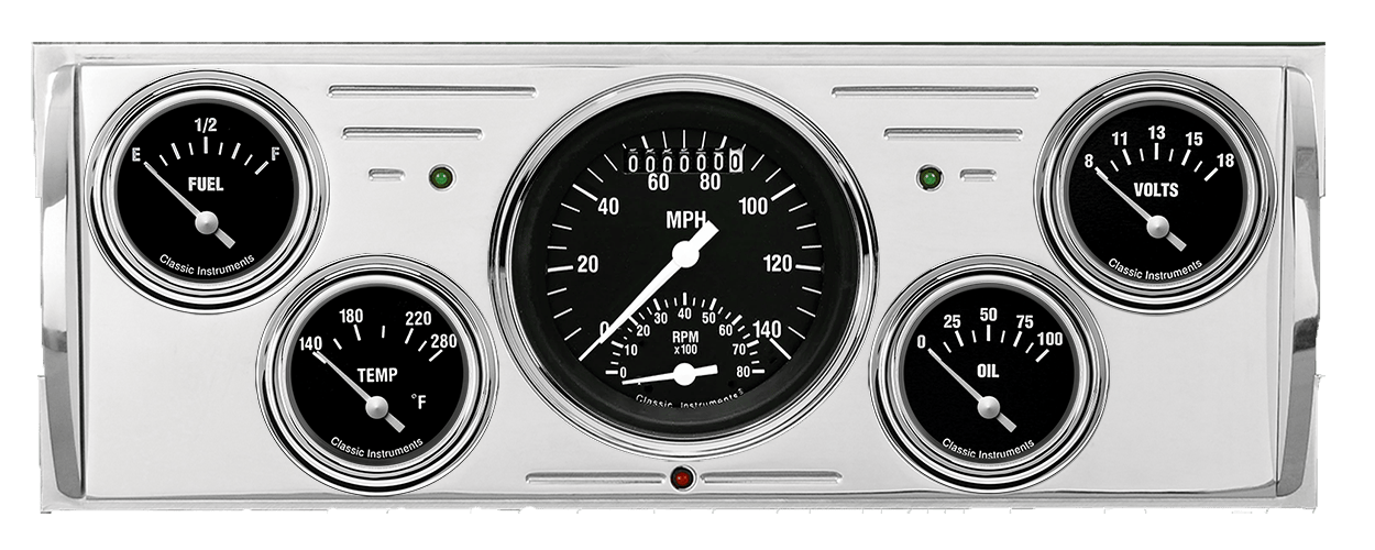 1940-1946 Chevy Truck Billet Aluminum 5 Gauge Panel w/ Classic Instruments Gauges (Ultimate Speedometer)