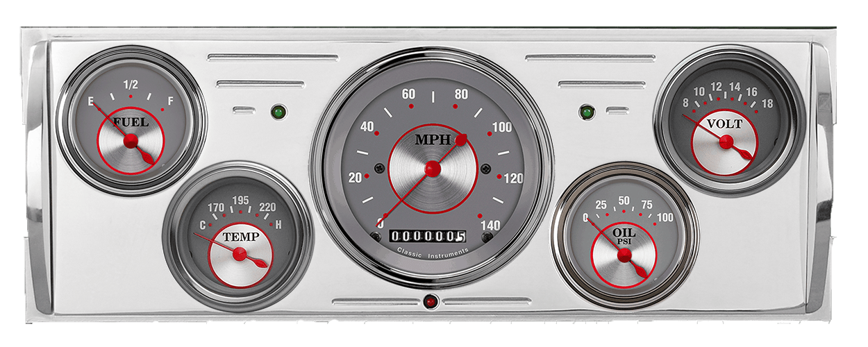 1940-1946 Chevy Truck Billet Aluminum 5 gauge Panel w/ Classic Instruments Gauges