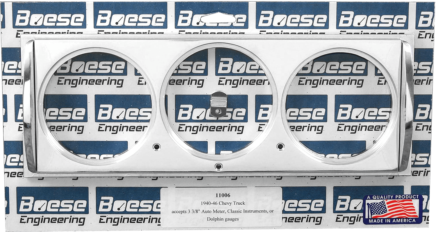 1940-1946 Chevy Truck Billet Aluminum 3 Gauge Panel for 3 3/8" Auto Meter, Classic Instruments, or Dolphin