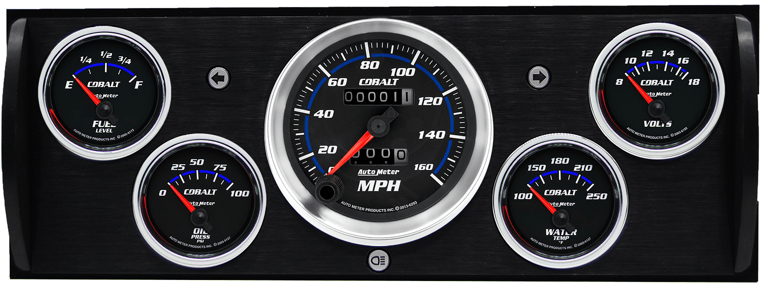 1940-1946 Chevy Truck Billet Aluminum Gauge Panel w/ Auto Meter Cobalt Gauges