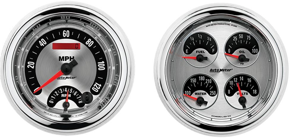 1947-1953 Chevy Truck Aluminum Adapter Rings w/ AutoMeter American Muscle Gauges (Speedo/Tach)