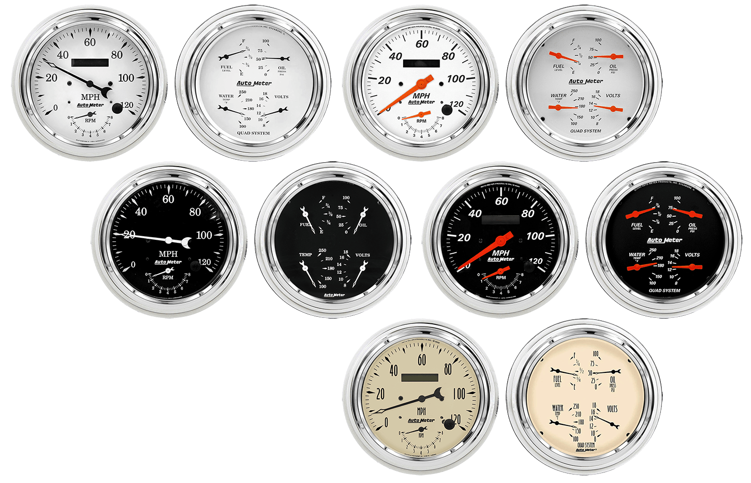 1947-1953 Chevy Truck Aluminum Adapter Rings Auto Meter Street Rod Series Gauges (Speedo/Tach)