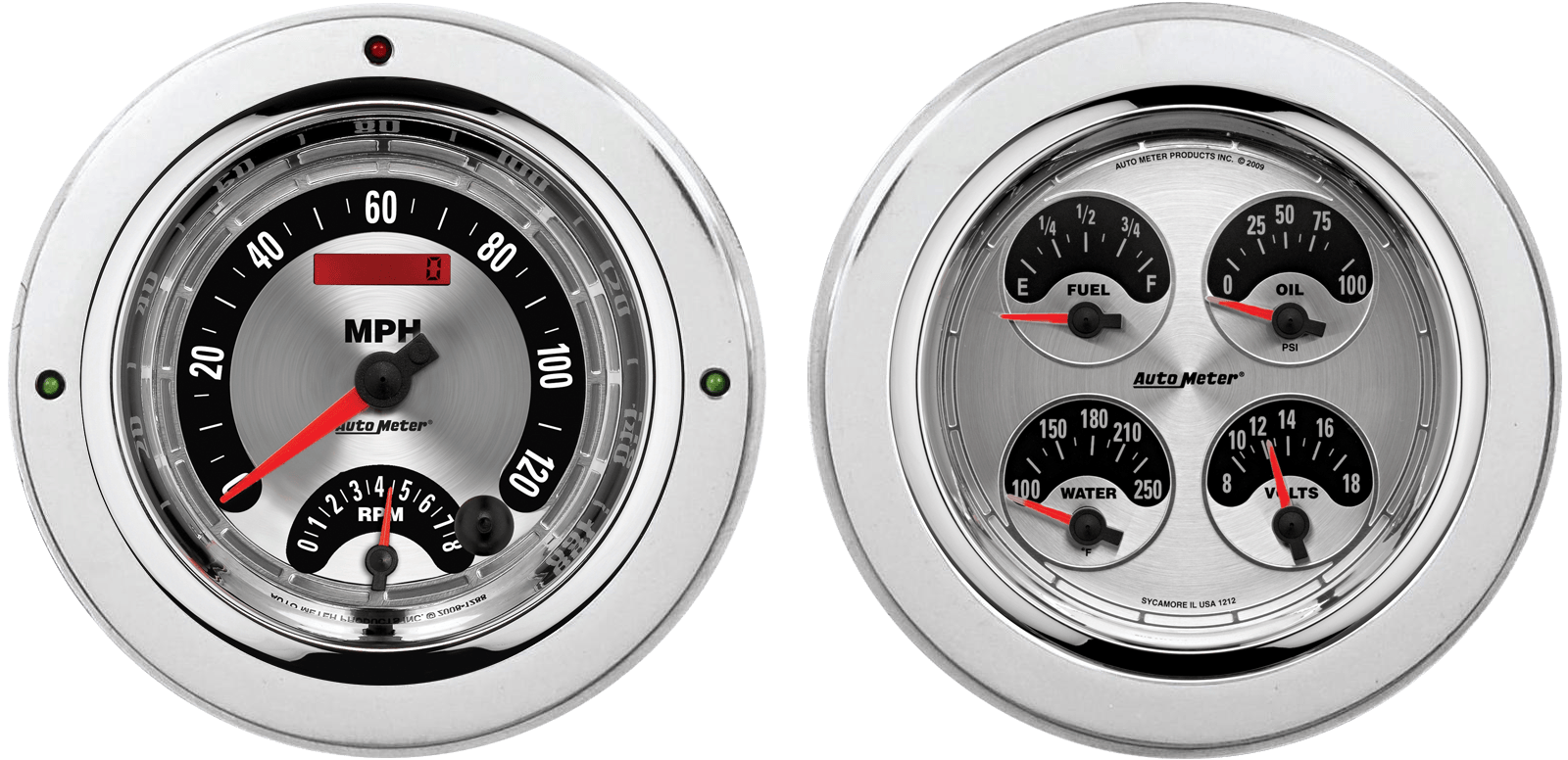 1954-1955 1st Series Chevy Truck Aluminum Adapter Rings w/ Auto Meter American Muscle Gauges