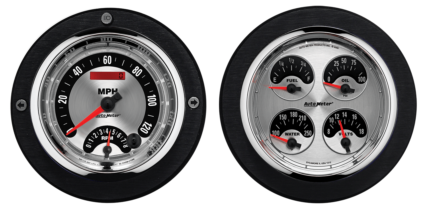 1954-1955 1st Series Chevy Truck Aluminum Adapter Rings w/ Auto Meter American Muscle Gauges