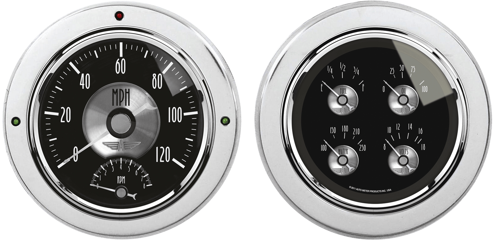 1954-1955 Chevy Truck Aluminum Adapter Rings w/ Auto Meter Prestige Series Gauges