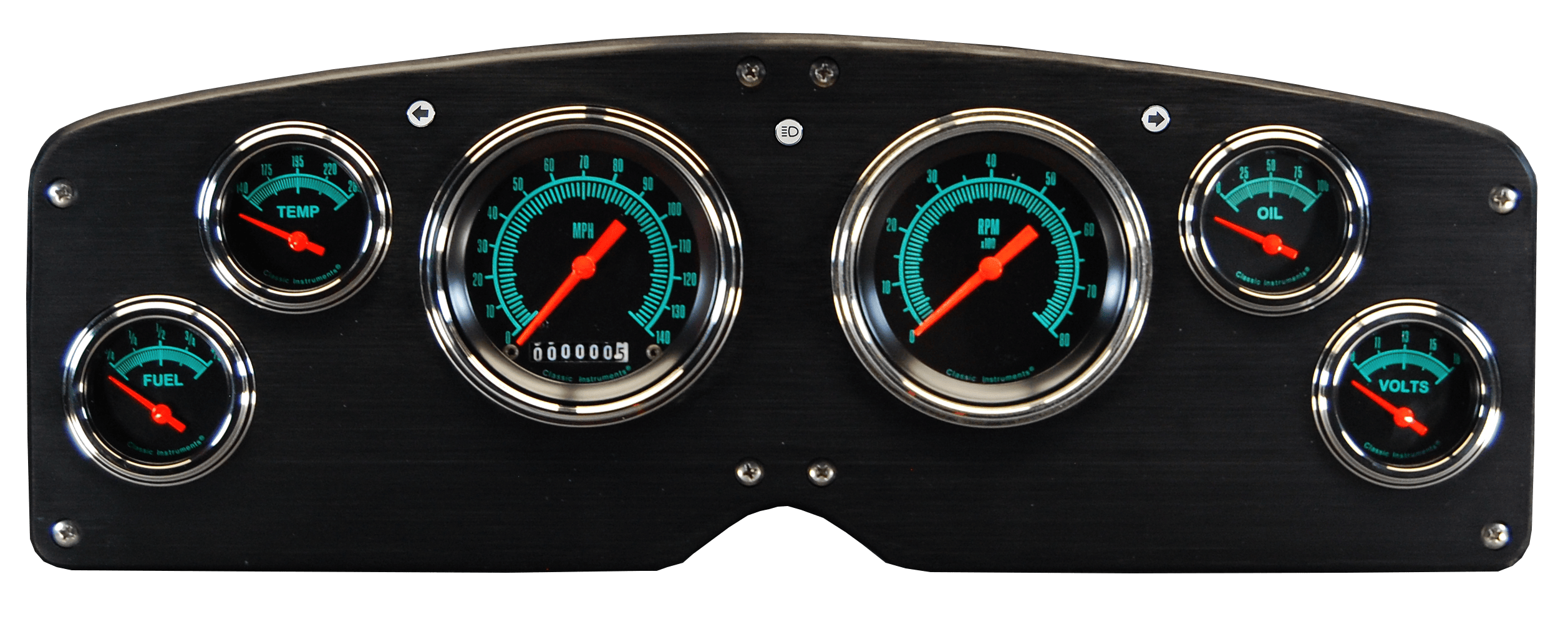 1954-1955 GMC Truck Aluminum Gauge Panel w/ Classic Instruments Gauges