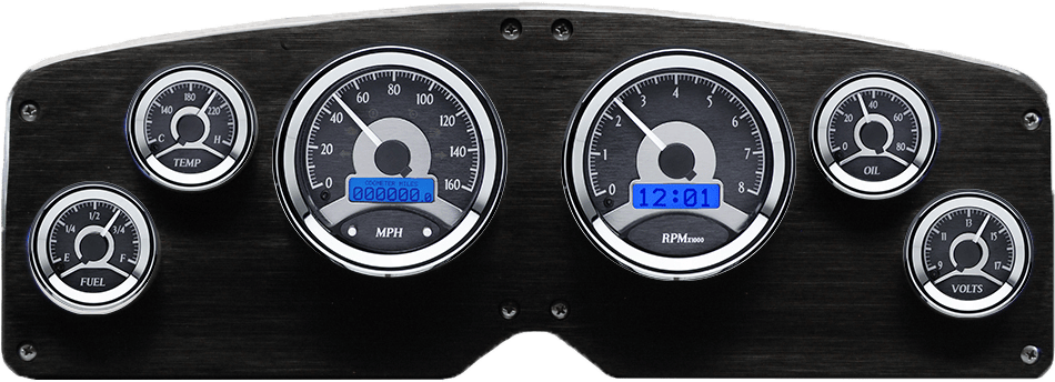 1954-1955 GMC Truck Aluminum Gauge Panel w/ Dakota Digital VHX Black Alloy Gauges