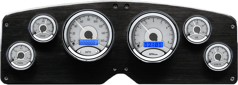 1954-1955 GMC Truck Aluminum Gauge Panel w/ Dakota Digital VHX Silver Alloy Gauges