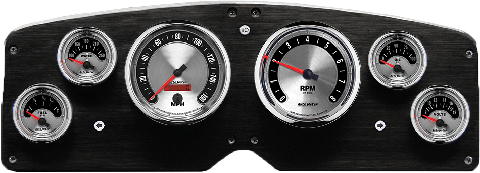 1954-1955 GMC Truck Aluminum Gauge Panel w/ AutoMeter American Muscle Gauges