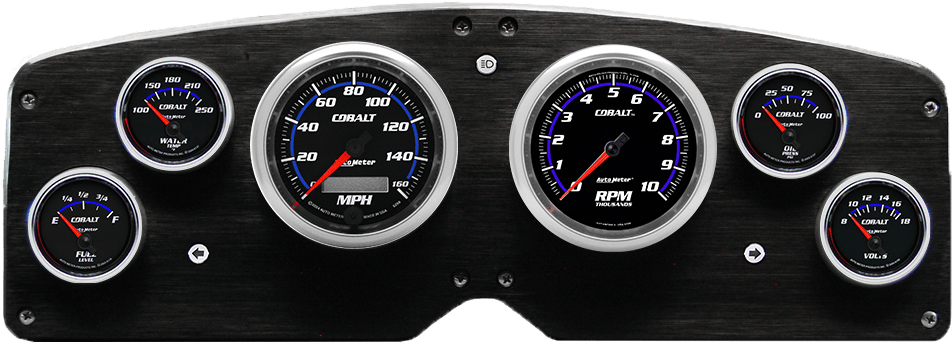 1954-1955 GMC Truck Aluminum Gauge Panel w/ Auto Meter Cobalt Gauges