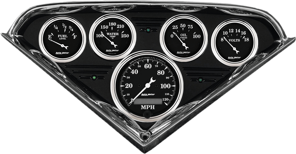 1955-1959 Chevy Truck Billet Aluminum Gauge Panel w/ Auto Meter Street Rod series gauges (Black Anodized)