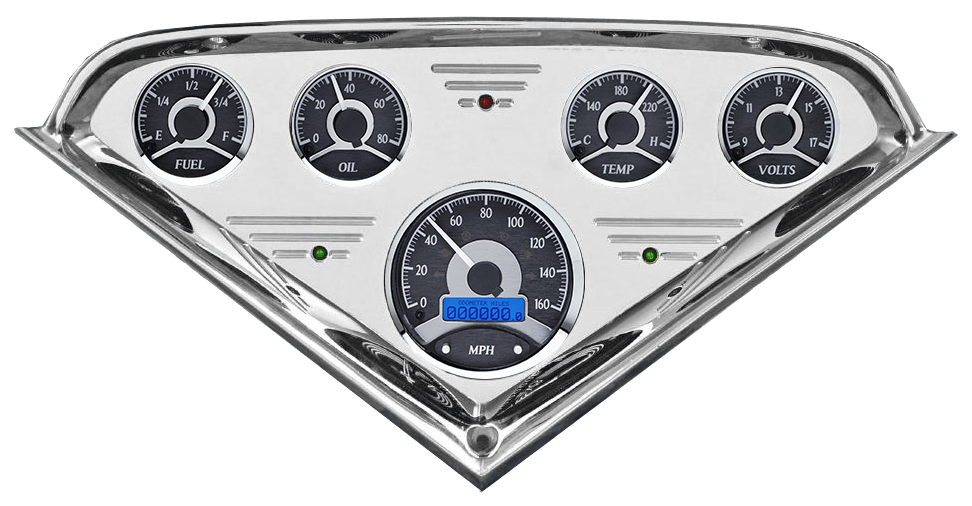 1955-1959 Chevy Truck Aluminum Gauge Panel w/ Dakota Digital VHX Black Alloy Gauges