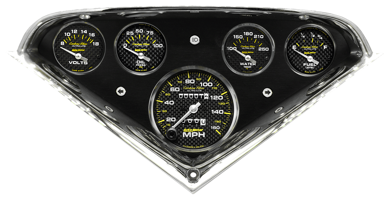 1955-1959 Chevy Truck Aluminum Gauge Panel w/ AutoMeter Carbon Fiber Gauges