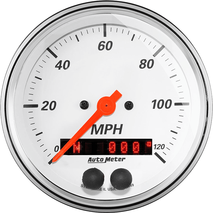 1349 Auto Meter Arctic White 3 3/8" GPS Speedometer (120 MPH)