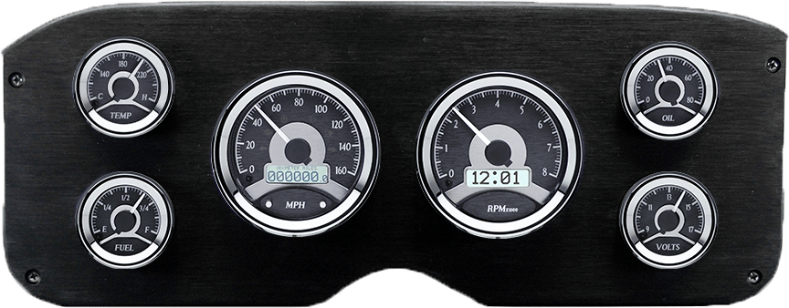 1955-1959 GMC Truck Aluminum Gauge Panel w/ Dakota Digital VHX Black Alloy Gauges