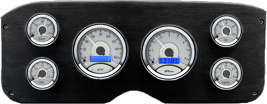 1955-1959 GMC Truck Aluminum Gauge Panel w/ Dakota Digital VHX Silver Alloy Gauges