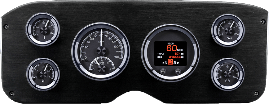 1955-1959 GMC Truck Aluminum Gauge Panel w/ Dakota Digital HDX Black Alloy Gauges