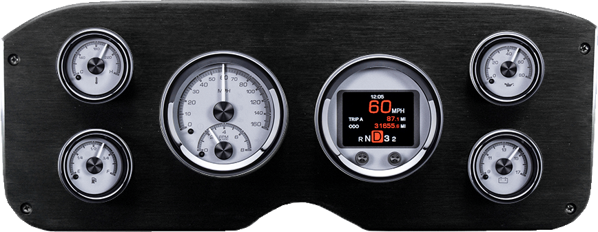 1955-1959 GMC Truck Aluminum Gauge Panel w/ Dakota Digital HDX Silver Alloy Gauges