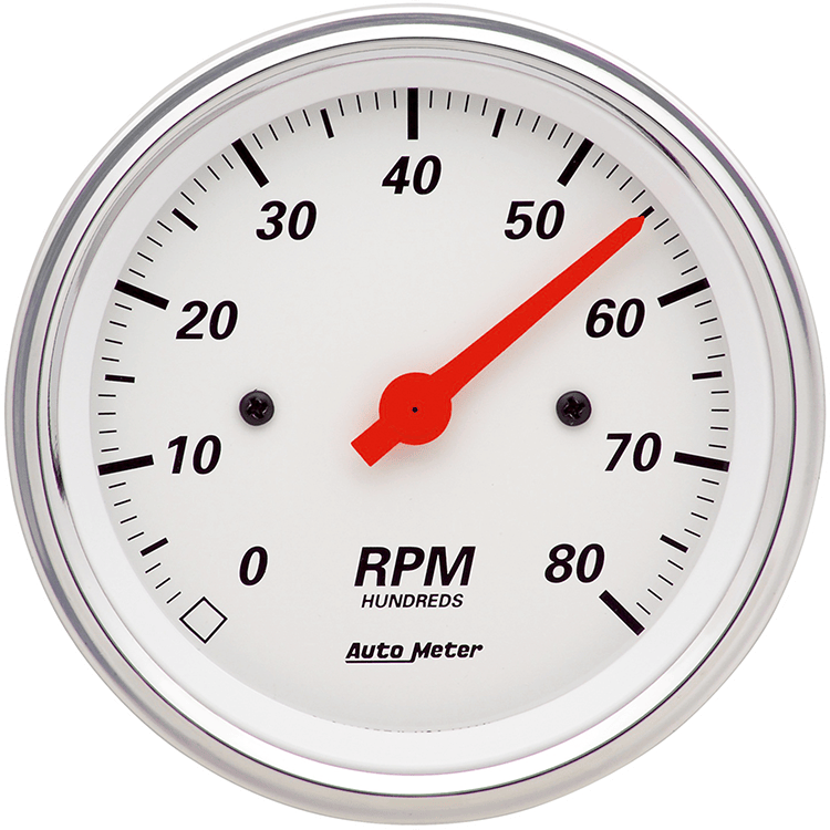 1390 Auto Meter Arctic White 3 3/8" In-Dash 8,000 RPM Tachometer