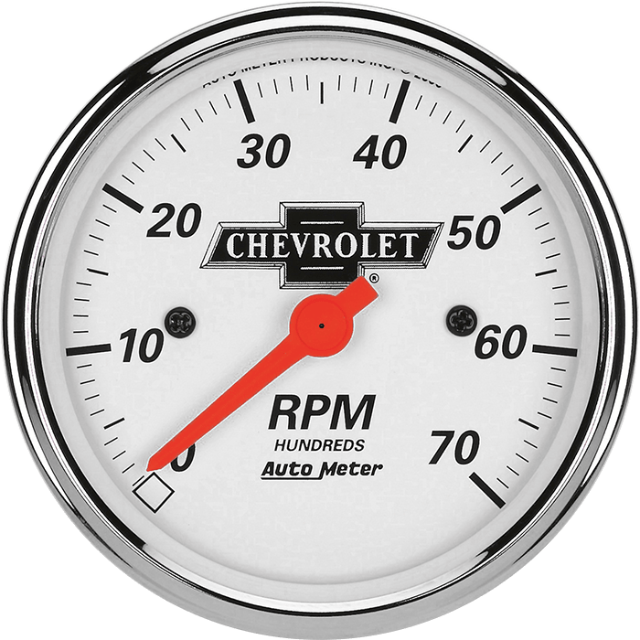 1398-00408 Auto Meter Chevy Vintage Bowtie 3-1/8" In-Dash 7,000 RPM Tachometer