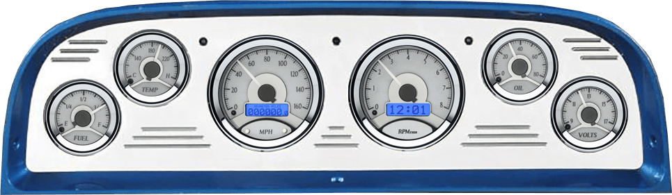 1960-1963 Chevy Truck Aluminum Gauge Panel w/ Dakota Digital VHX Silver Alloy Gauges