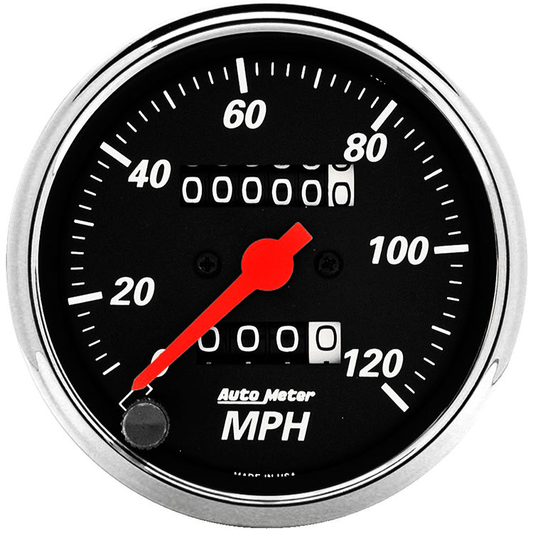 1476 Auto Meter Designer Black 3 1/8" Mechanical 0-120 MPH Speedometer