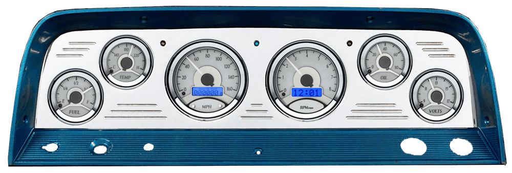1964-1966 Chevy Truck Billet Aluminum Gauge Panel w/ Dakota Digital VHX Silver Alloy Gauges