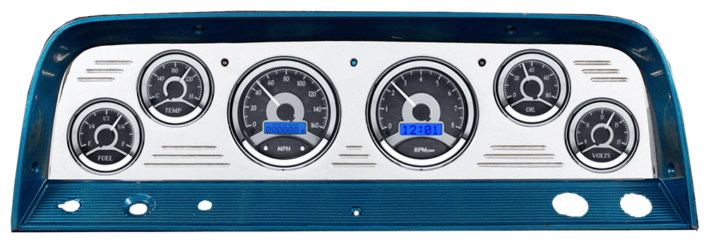 1964-1966 Chevy Truck Billet Aluminum Gauge Panel w/ Dakota Digital VHX Black Alloy Gauges
